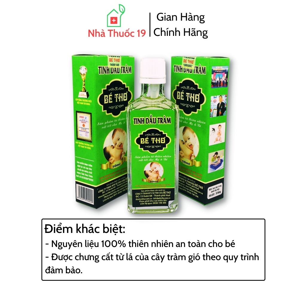 Tinh Dầu Tràm Bé Thơ 50ml Tinh Dầu Tràm Huế Nguyên Chất Nguyên Liệu 100% Tự Nhiên Tinh Dầu Tràm Cho Bé Chính Hãng