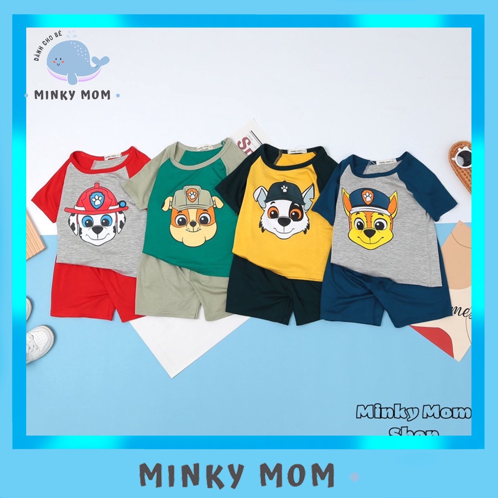 Đồ Bộ MINKY MOM Bé Trai Bé Gái Tay Ngắn In Chó Cứu Hộ ( 8-26kg)