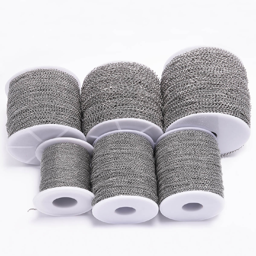 Dây xích St.kunkka 5m 1.2 2.2 2.4 3.0 4.0mm bằng thép không gỉ làm trang sức thủ công
