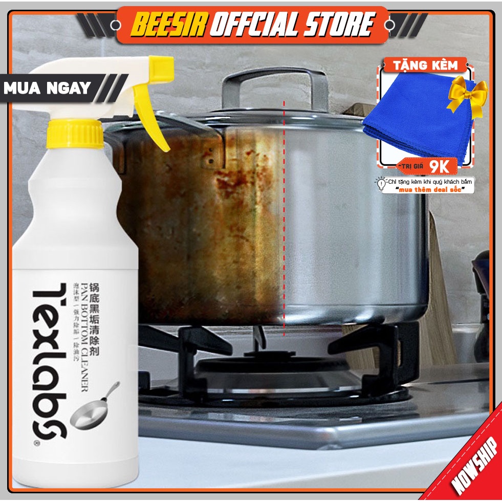 Dung Dịch Xịt Tẩy Cặn Đen Đáy Nồi, Xoong, Chảo Inox Siêu Sạch TEXLABS 500ML
