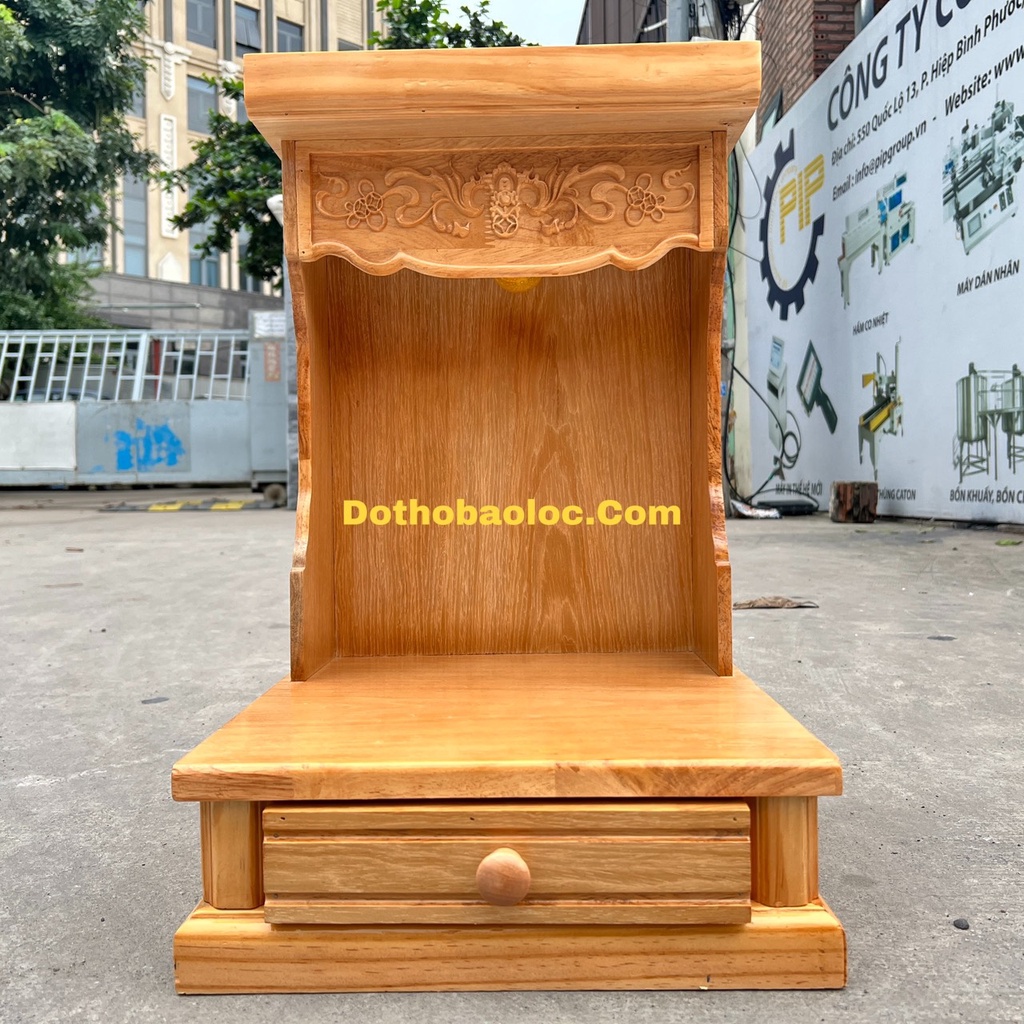 Bàn thờ thần tài ông địa gỗ Sồi ngang 35cm