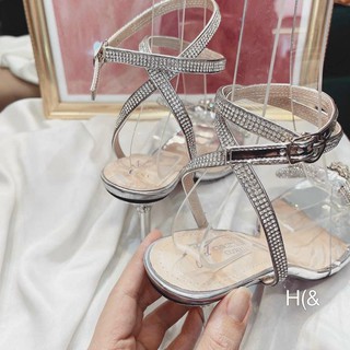 Dép cao gót nữ màu bạc ( Full size 35-39)