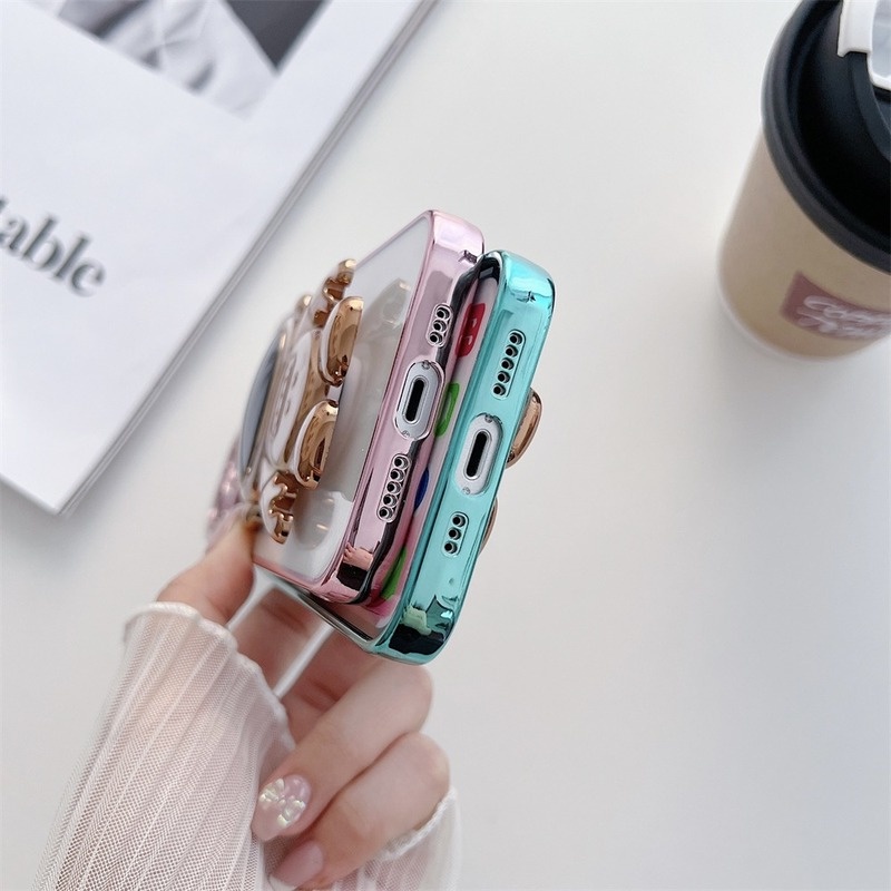 Ốp Điện Thoại Trong Suốt In Hình Phi Hành Gia Có Giá Đỡ Cho iPhone 11 12 13 Pro Max Mini XR X XS 6 7 8 Plus SE 2