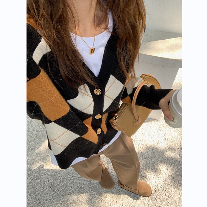 Áo cardigan Len Dệt Kim Tay Dài Dáng Rộng Phong Cách Hàn Quốc Thời Trang Thu Đông 2021 Dành Cho Bạn Nữ