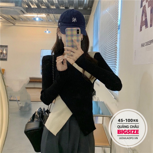 Áo len ⚡️𝐁𝐈𝐆𝐒𝐈𝐙𝐄⚡️ Áo sweater dệt kim nữ tăm ôm body Cổ Chữ V mùa thu hè Phong cách Hàn Quốc | BigBuy360 - bigbuy360.vn