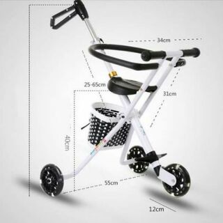 Xe đẩy 3 bánh gấp gọn cho bé có rỏ