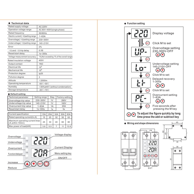 Thiết Bị Bảo Vệ Vôn Kế Kwh 63A 220V Chuyên Dụng Chất Lượng Cao