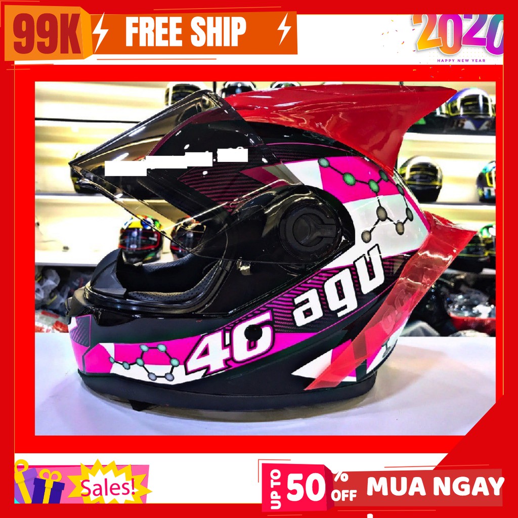 Miễn Phi V C Non Fullface Agu Phan Tử Hồng Tim Mộng Mơ đuoi Gio Sừng Nhọn Tặng Free Tui đựng Shopee Việt Nam