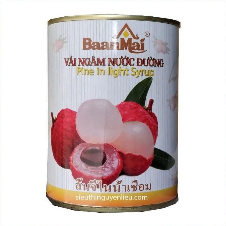 Vải ngâm ban mai lon 560g