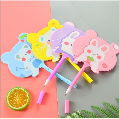 Bút quạt cô gái tai gấu B215 hoạt hình dễ thương kute viết gel