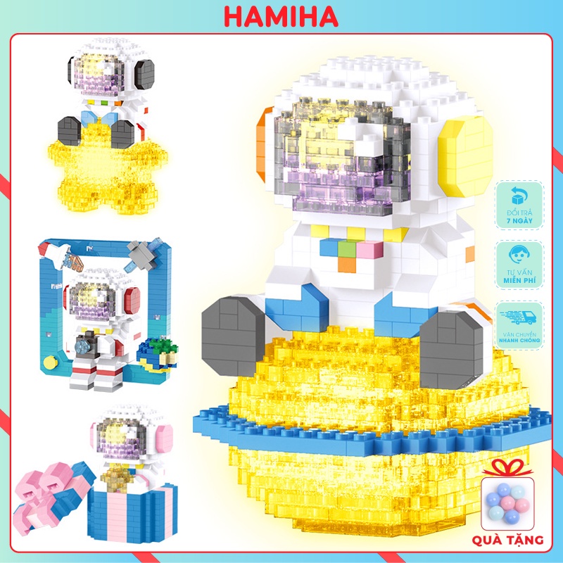 Đồ chơi lắp ráp lego phi hành gia có đèn led 3d mini Bộ xếp hình nhà du hành vũ trụ sáng tạo cho bé Hamiha-ĐC11
