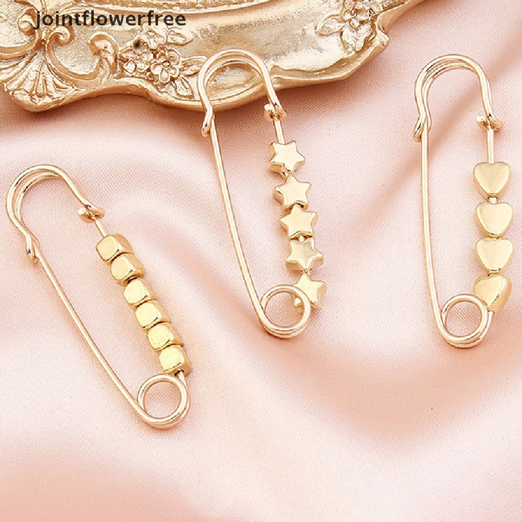 Ghim cài áo thu gọn lưng quần trang trí ngôi sao/ trái tim/ hạt vuông/ hạt tròn màu vàng điều chỉnh được thời trang