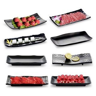 Dĩa hình chữ nhật màu đen để thịt nướng BBQ, trang trí thức ăn, bàn tiệc đủ size