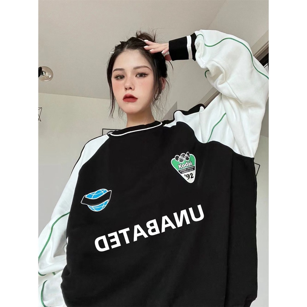 Áo Nỉ Cổ Tròn Dáng Rộng Phong Cách Hip Hop Thời Trang Thu Đông Mới