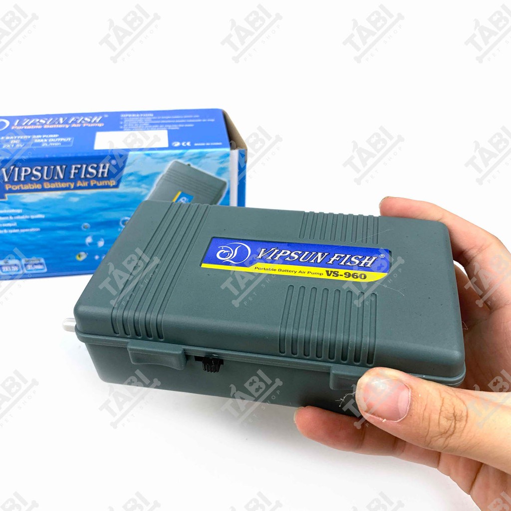 Máy Sủi Khí Oxy 1 Vòi VS960 Chạy Pin Đại -Máy Sục Khí Oxi Cho Hồ Cá, Bể Cá Cao Cấp