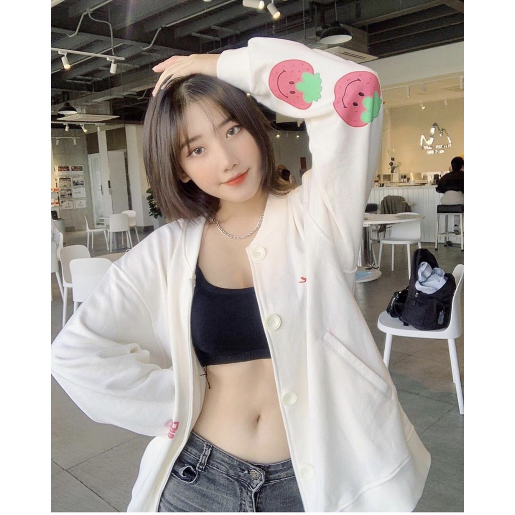 Áo Cardigan TRÁI DÂU CUTE Ulzzang Unisex 1hitshop | BigBuy360 - bigbuy360.vn