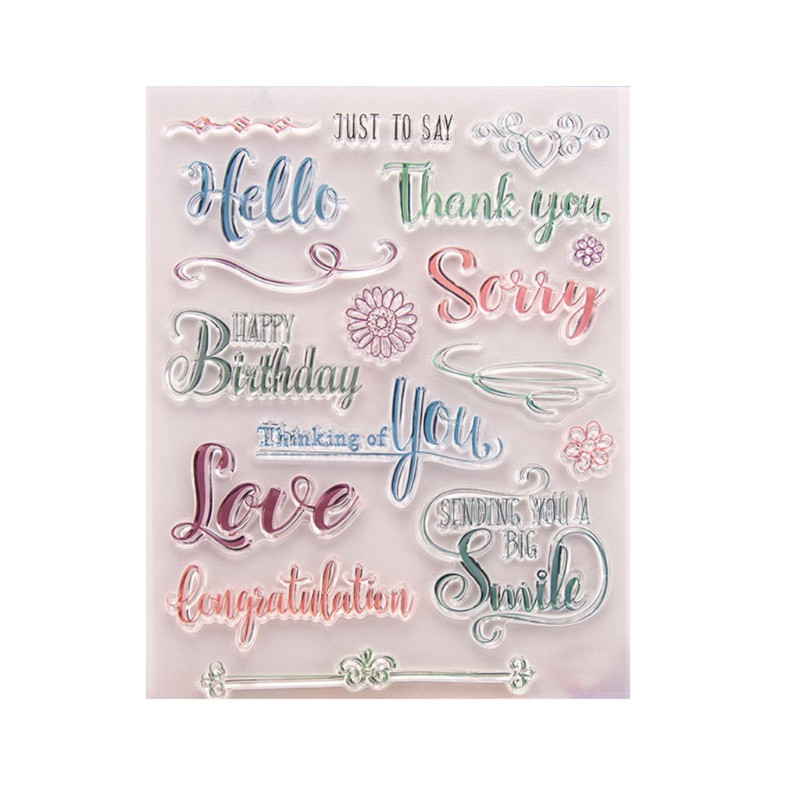 Con Dấu Silicon Trong Suốt Họa Tiết Chữ Thank You Trang Trí Scrapbook