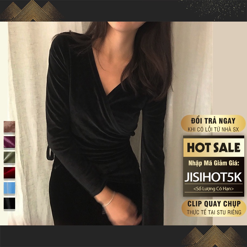 Áo nữ kiểu kimono chất nhung thiết kế dài tay phù hợp công sở Jisilk N.AK202