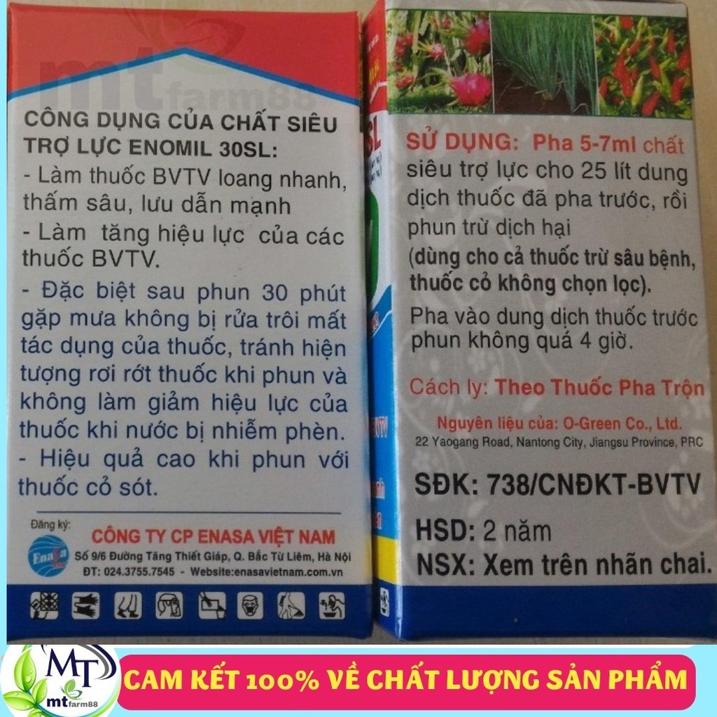 SIÊU TRỢ LỰC Enomil 30SL 50m - TĂNG HIỆU LỰC THUỐC BVTV - SIÊU THẨM THẤU VÀ BÁM DÍNH CỰC MẠNH - CHỐNG RỬA TRÔI TRONG 30P