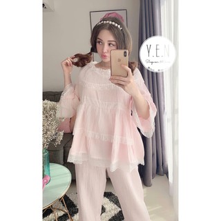 Bộ ngủ Pijama bánh bèo tiểu thư Quảng Châu