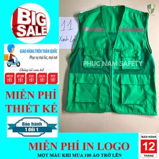 Áo bảo ghi lê phản quang màu xanh lá, áo ghi lê, đồng phục kỹ sư, BHLĐ Phúc Nam
