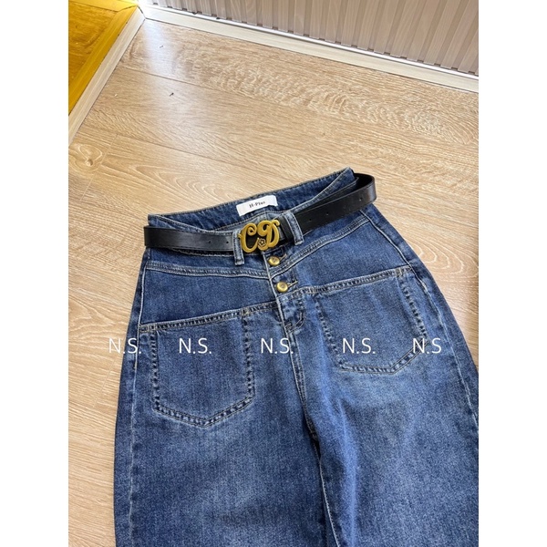 Quần jean baggy kèm đai cao cấp