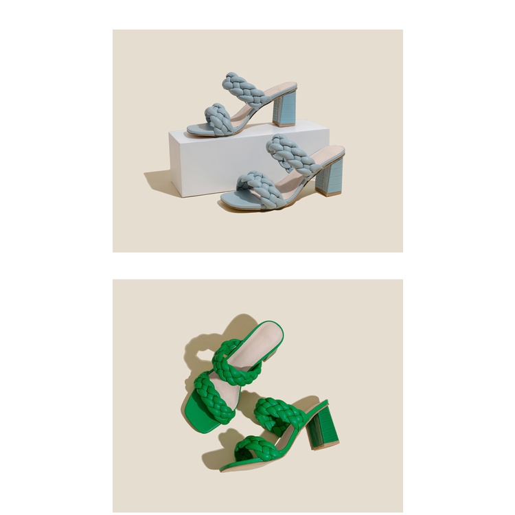 Giày Cao Gót 2.96 Inch Bằng Da Mềm Họa Tiết Kẻ Sọc Size 35-42 Thời Trang