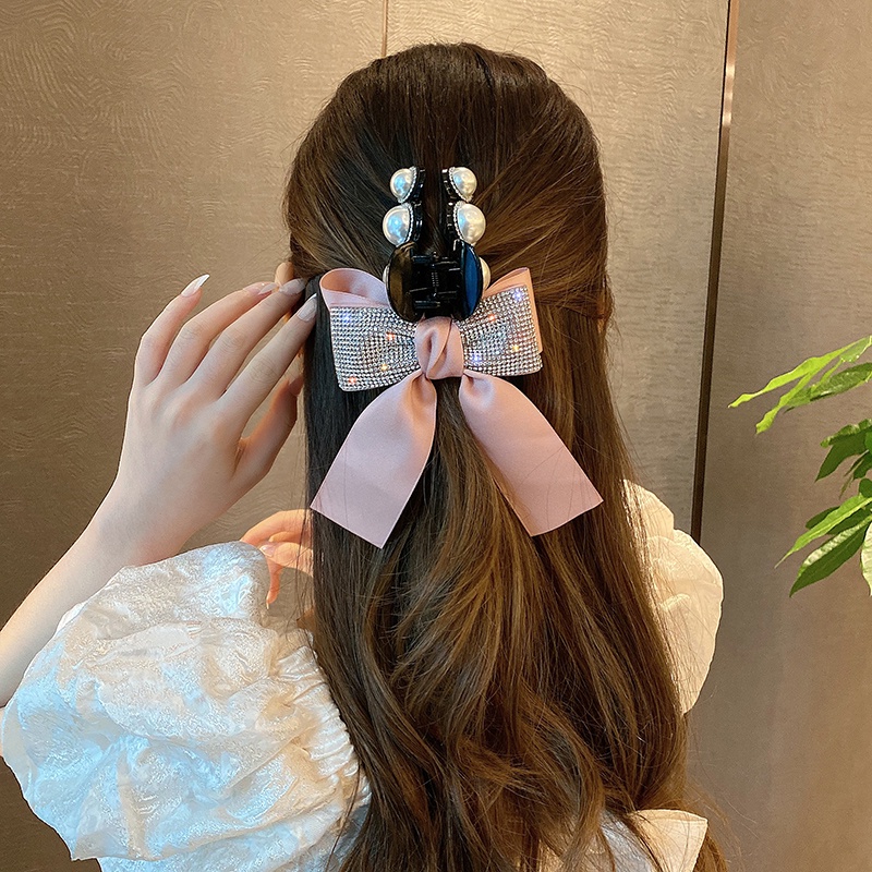 Kẹp Tóc Nơ Đính Ngọc Trai Giả Lấp Lánh Phong Cách Hàn Quốc 2022 Mới