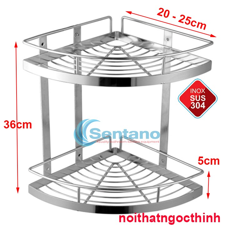 [Mã LIFE25A60K giảm 12% đơn 300K] Kệ góc đa năng nhà tắm 2 tầng inox 3