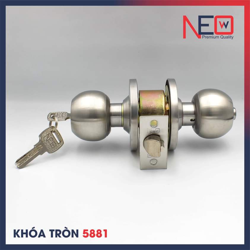 (CHÍNH HÃNG) Ổ Khóa Cửa Tay Nắm Tròn NEO Cao Cấp INOX 304 3 chìa dùng khóa Cửa Đi, Phòng, Tolet, Nhà Kho