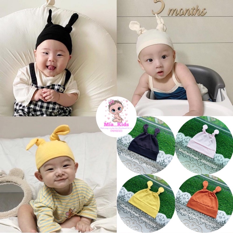 Mũ Turban Cho Bé Trai Gái 👉 Mũ Thắt Tai Thỏ Xinh Xắn Cho Bé