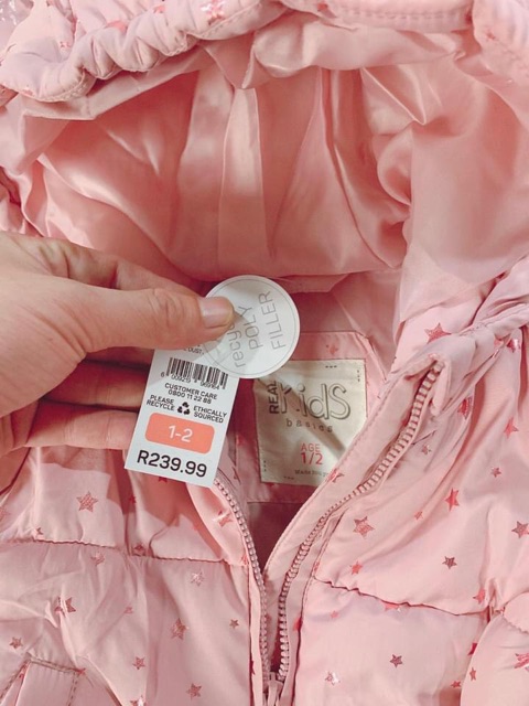 Áo phao ngôi sao bé gái real.kids