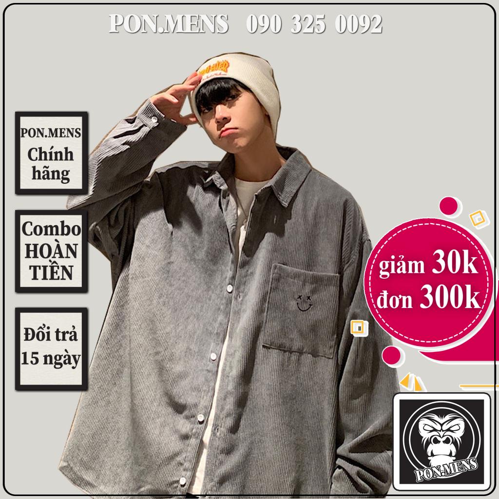 Áo sơ mi nhung, áo khoác nhung tăm nam nữ unisex màu xám cao cấp 02 pon.mens