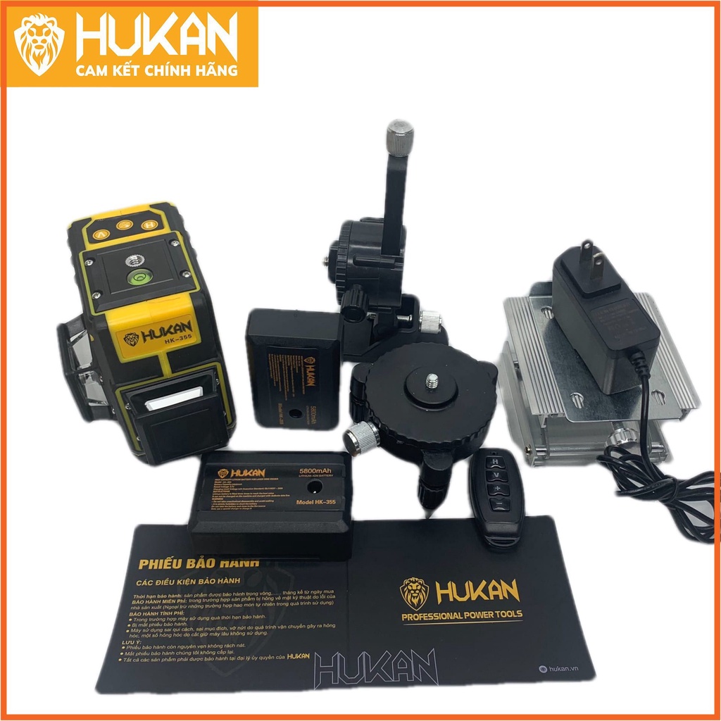 Máy bắn cos, cân bằng laze HUKAN KH-355 tia xanh có điều khiển tia từ xa. Bảo hành 12 tháng.