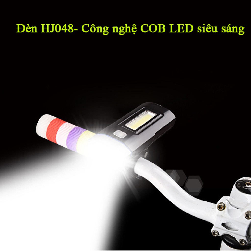 Đèn Pha Xe Đạp Đa Năng HJ048 | Đèn LED Siêu Sáng Kết Hợp Sạc Dự Phòng Điện Thoại Và Đèn COB LED Hỗ Trợ Làm Việc