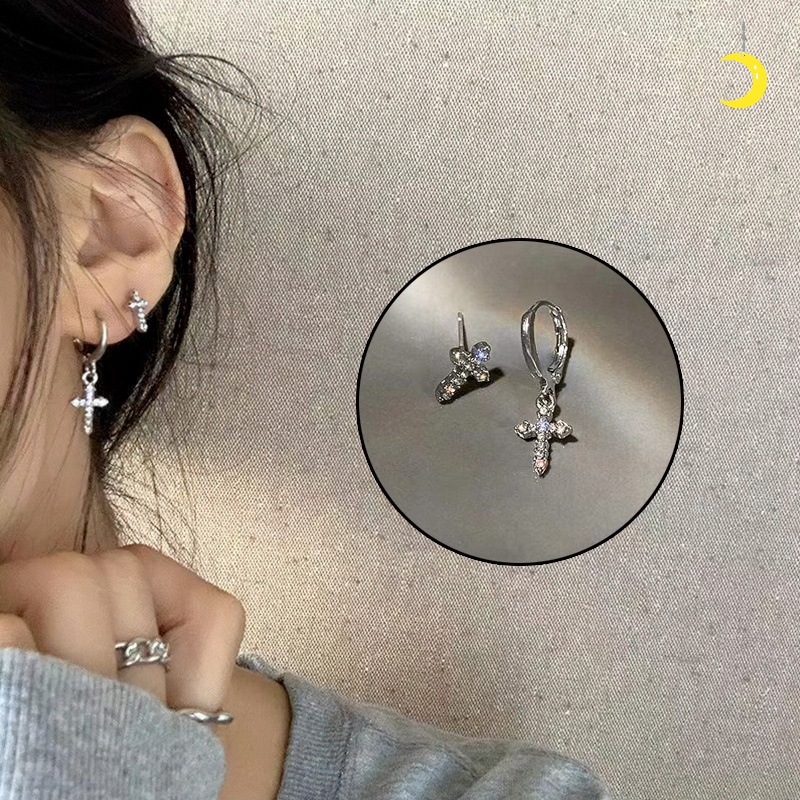 Khuyên Tai Dạng Hạt Hình Thánh Giá Đính Đá Sang Trọng