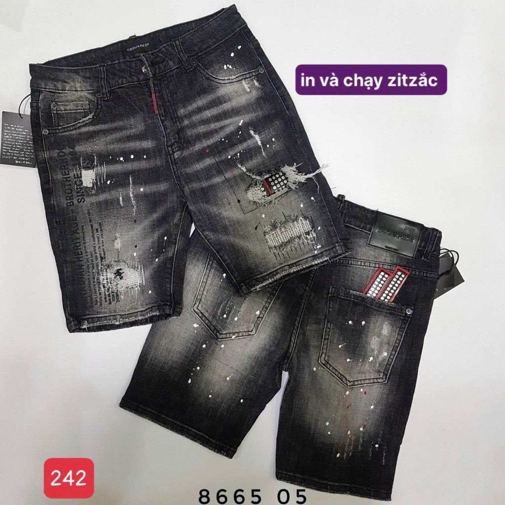 Quần short jean nam rách màu xám chất bò - quần jean nam lửng co giãn thời trang cao cấp Luty_shop90 ms228