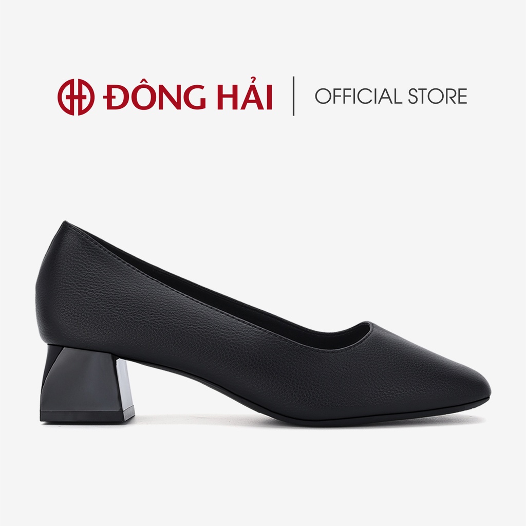 Giày cao gót nữ Đông Hải thiết kế mũi vuông thời thượng chất da microfiber êm ái gót vuông cao 4cm tôn dáng - G5807