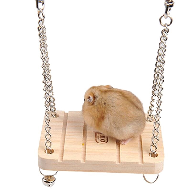 Xích đu gỗ đính chuông dành cho chuột cưng hamster