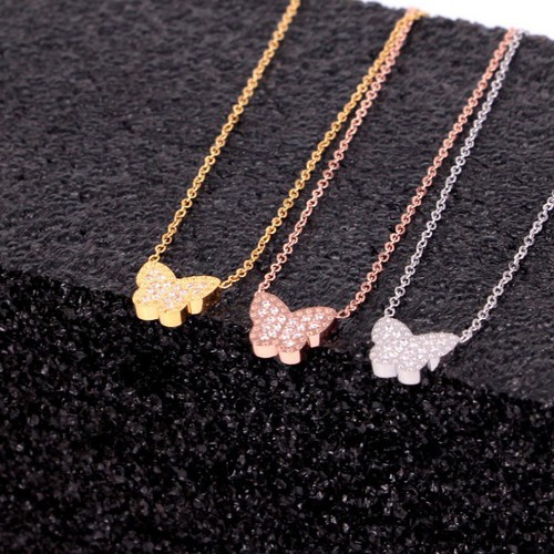 Dây Chuyền Titan Ko Đen Hình Bướm Đính Đá Nhân Tạo Nhỏ Xinh TT 2799