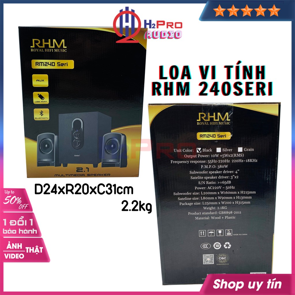 Loa máy tính bàn, loa vi tính bluetooth RHM RM240 Seri cao cấp 20W Bluetooth-USB-AUX, hàng chính hãng - H2pro Audio