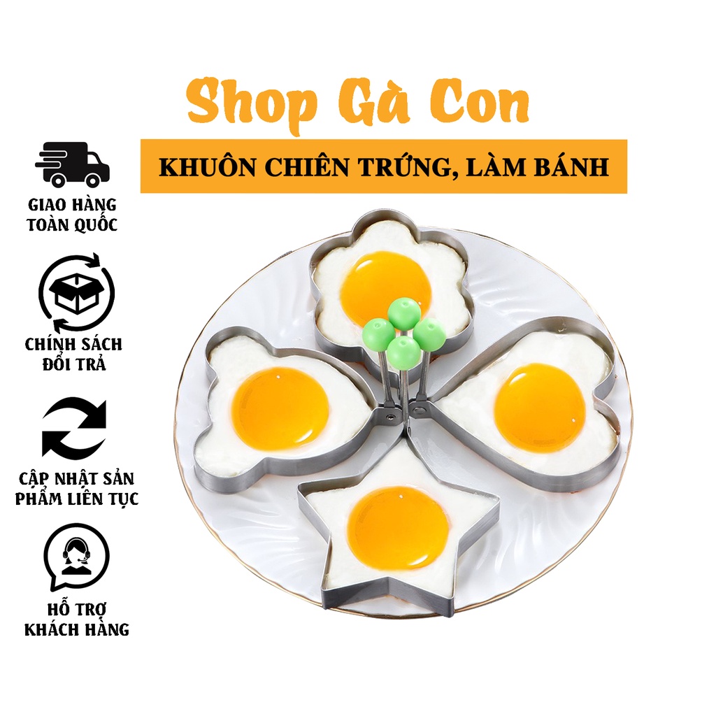 Khuôn Chiên Trứng Ốp La Làm Bánh Tạo Đa Dạng Hình Tiện Dụng Có Núm Cầm