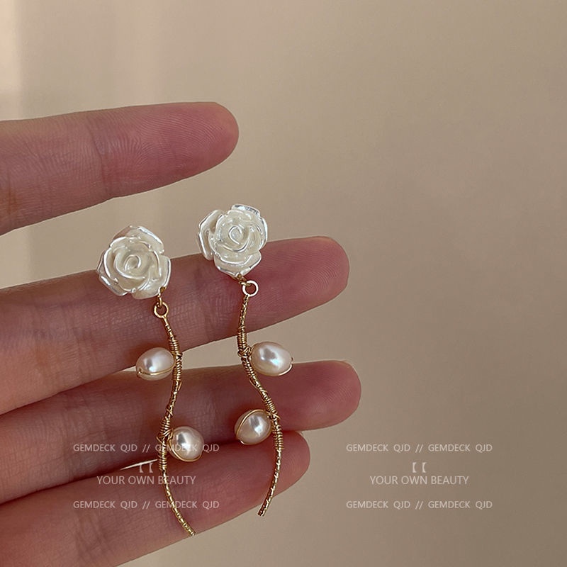 Bông Tai Mạ Bạc 925 Đính Ngọc Trai Nhân Tạo Phong Cách Retro Hàn Quốc 2022