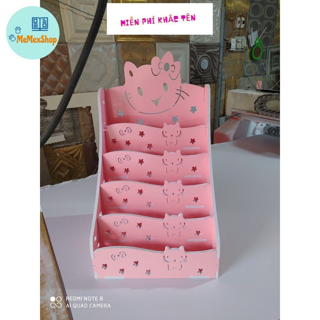 [FREE Khắc Tên Kệ] Kệ sách Hello Kitty Pink cho bé PVC