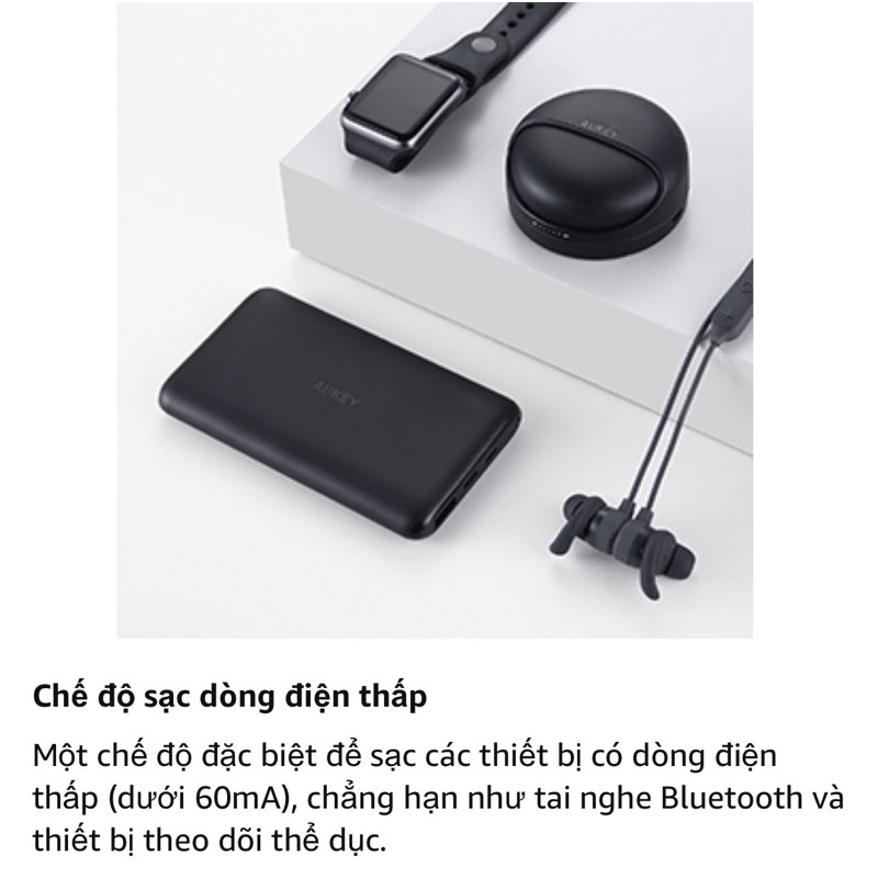 Pin sạc dự phòng AUKEY PB-XN10 10000mAh 15W, 02 cổng sạc (tích hợp USB-C 15W (In/Out)