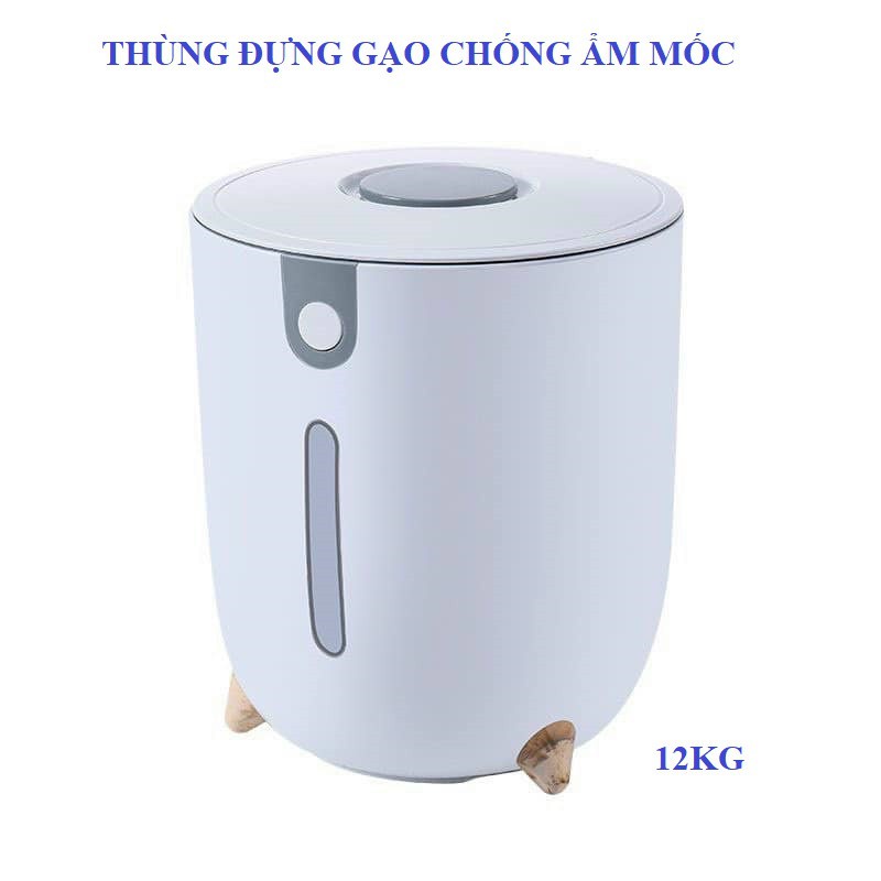 THÙNG GẠO SIÊU BỀN AN TOÀN CHỐNG ẨM MỐC 10 KG HÌNH TRỤ MẦU TRẮNG