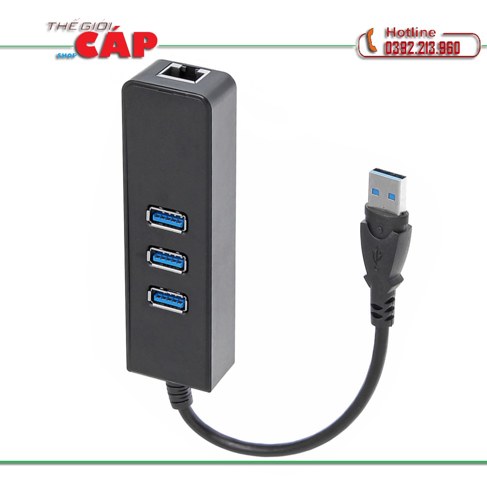 Hub USB 3 cổng 3.0 tốc độ cao + cổng mạng RJ45