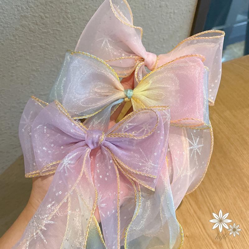 【kifli】Dây Cột Tóc Đính Nơ Ngôi Sao Nhiều Màu Xinh Xắn Cho Bé Gái