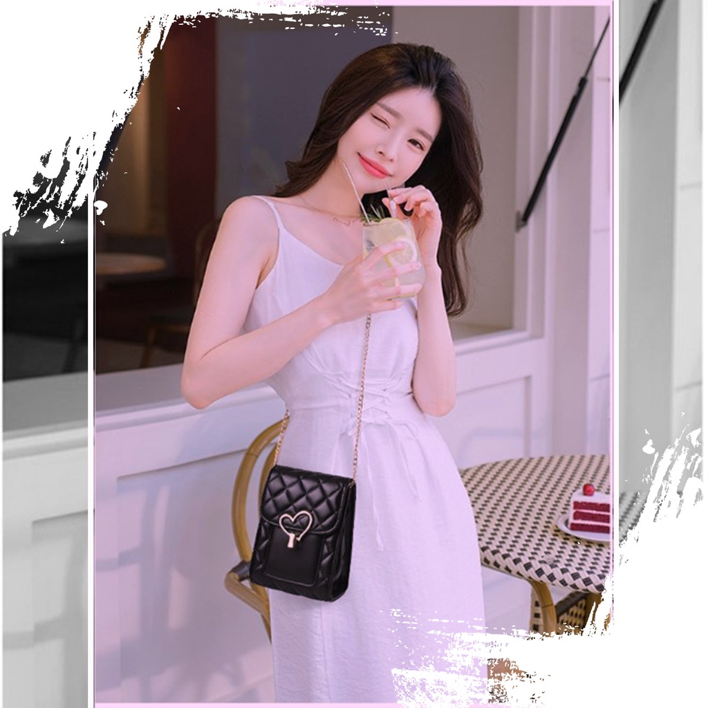 Túi xách nữ đeo chéo mini đựng điện thoại son phấn khóa trái tim cực xinh Capucha T141