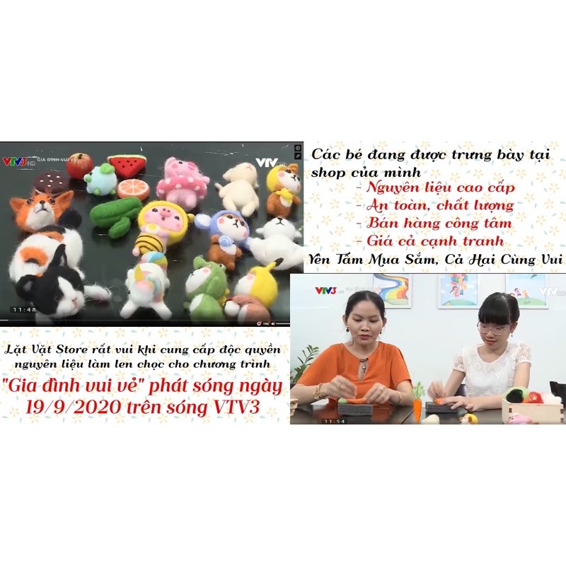 Bảng Màu Len Chọc 100  màu- Nguyên liệu để chọc len, Needle felting - Đồ Handmade thủ công